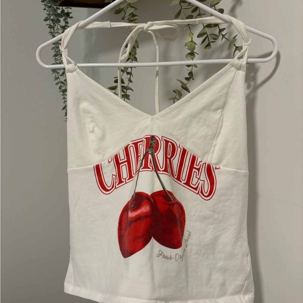 Wild Fable White Cherry Print Top